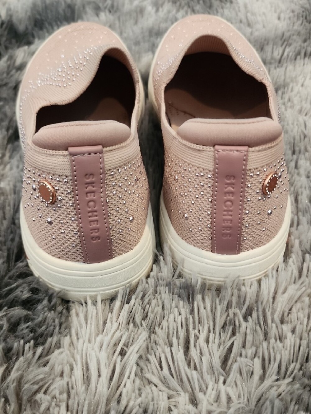 Skechers Slip-On Knit Sneakers with Crystal Details - Blush - Picture 4 of 5